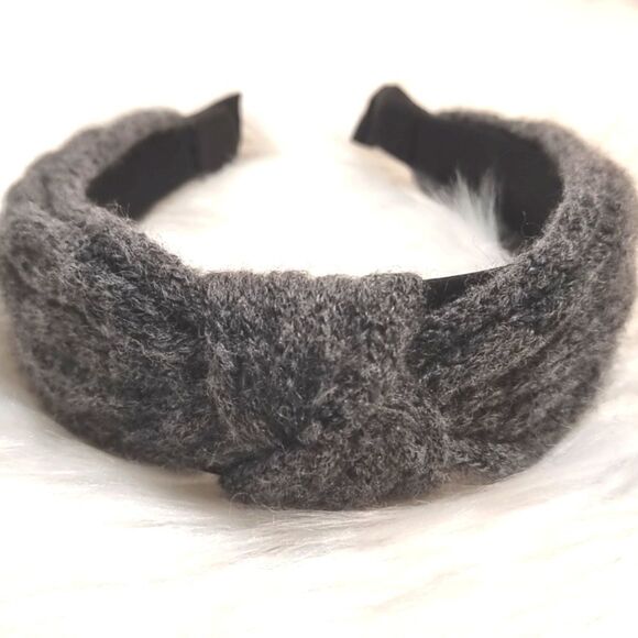 CABLE RIBBED SWEATER KNIT HEADBAND graphite gray - Picture 4 of 6